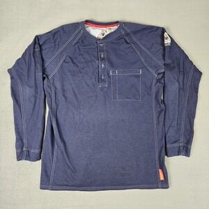 Bulwark FR IQ Series Henley Shirt Mens Medium Blue CAT2 2112‎ Westex Workwear